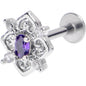 16G 5/16 Purple Gem Lace Look Hearts Labret