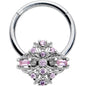 16G 3/8 Pink Gem Opulent Cross Hinged Segment Ring
