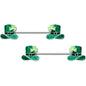 14G 9/16 Glitter Top Hat Shamrock Barbell Nipple Ring Set