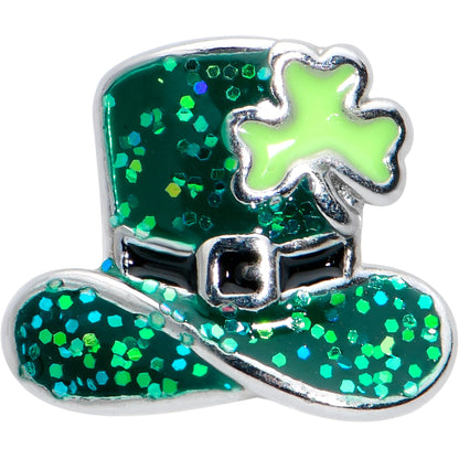 16G 1/4 Glitter Top Hat Shamrock Cartilage Tragus Earring