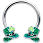 16G 3/8 Glitter Top Hat Shamrock Horseshoe Circular Barbell