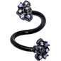 Clear Purple Gem Black Skull Circle Spiral Twister Belly Ring