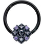16G 3/8 Purple Gem Black Skull Circle Hinged Segment Ring
