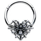 16G 3/8 Clear CZ Gem Heart of Spider Hinged Segment Ring