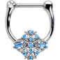 16G 5/16 Blue Gem Opulent Cross Cartilage Clicker