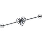 14G Clear CZ Gem Heart of Spider Industrial Barbell 38mm