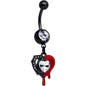 Clear Gem Black Bleeding Heart Dangle Belly Ring