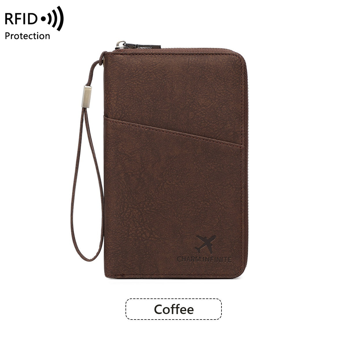 Cross-border RFID-blocking Passport Holder Long-style Zippered Passport Case Multi-functional Travel Document And Ticket Organizer