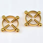 Gold Tone Bolt Style Clip on Non Pierced Nipple Ring Set