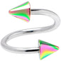 16G 3/8 Rainbow Cone Ends Spiral Twister Eyebrow Ring