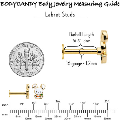 16G 1/4 Gold Hue Cutie Easter Bunny Dangle Cartilage Tragus Earring