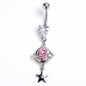 Clear Pink Heart Saturn Star Dangle Belly Ring