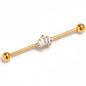14G Clear CZ Gem Gold Tone Regal Rectangles Industrial Barbell 38mm