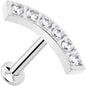 16G 5/16 CZ Stainless Steel Threadless Curved Push In Tragus Labret