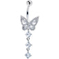 Clear Gem Dramatic Butterfly Dangle Belly Ring