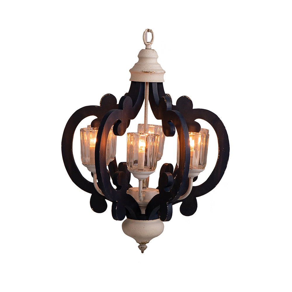 Wood Chandelier 6-Light Farmhouse Natural Wood Pendant Kitchen Dining