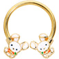 16G 3/8 Gold Tone Cutie Easter Bunny Horseshoe Circular Barbell