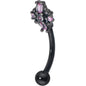 16G 5/16 Pink Gem Black Opulent Cross Curved Eyebrow Ring