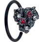 20G 5/16 Red Clear Gem Black Floral Heart Nose Hoop