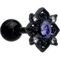 16G 1/4 Purple Gem Black Scrolling Hearts Cartilage Tragus Earring