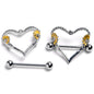 14G 9/16 Alluring Sparking Gem Floral Heart Nipple Shield Set