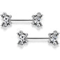 14G 9/16 Clear CZ Gem Circles Threadless Barbell Nipple Ring Set