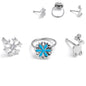 20G 1/4 Clear Gem Holiday Snowflakes Blue Nose Bone Hoop Set of 3