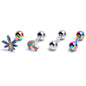 16G 1/4 Rainbow Pot Leaf Mushroom Cartilage Earring Curation Set of 4