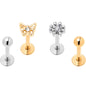 16G 5/16 Clear Gem Gold Tone Flower Butterfly Labret Set of 4