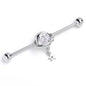 14G Clear Gem Starry Saturn Dangle Industrial Barbell 38mm