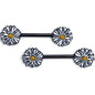 14G 9/16 Black Pretty Daisy Flower Barbell Nipple Ring Set