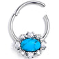 16G 3/8 Blue Turquoise Stone Filigree Square Hinged Segment Ring