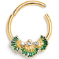 16G 3/8 Clear CZ Gem Gold Tone Glamour Fan Hinged Segment Ring