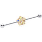 14G Aurora Gem Filigree Flower Fantasy Industrial Barbell 38mm