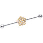 14G Clear Gem Filigree Flower Fantasy Industrial Barbell 38mm