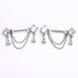 14G 9/16 Clear Gem Double Drama Dangle Nipple Ring Set