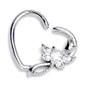 16G 3/8 Clear Gem Bold Dragonfly Heart Left Side Cartilage Earring
