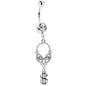 Clear Gem Seeing Dollars Dangle Belly Ring
