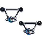 14G 9/16 Aurora Gem Black Saturn Space Moon Dangle Nipple Ring Set