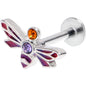 16G 5/16 Purple Yellow Gem Dragonfly Stripe Labret Monroe Tragus