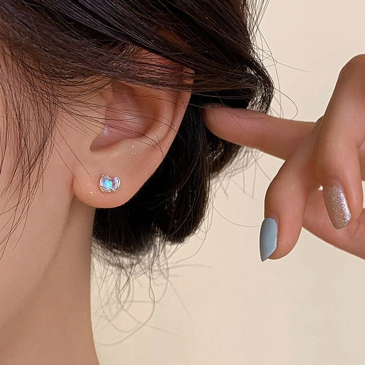 Moonstone Heart-shaped Earrings Niche And Design-focused For Women