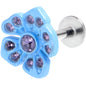 16G 1/4 Purple Gem Flower Blue Bloom Labret