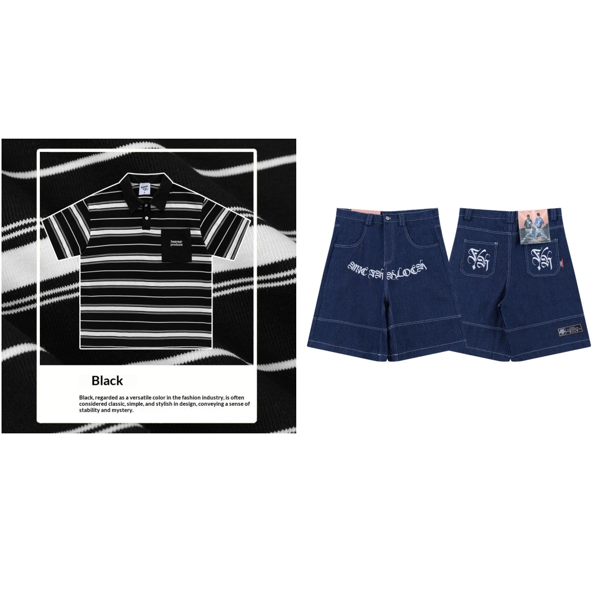 Loose-fitting Polo Shirt With A Lapel Collar Short-sleeved Striped T-shirt