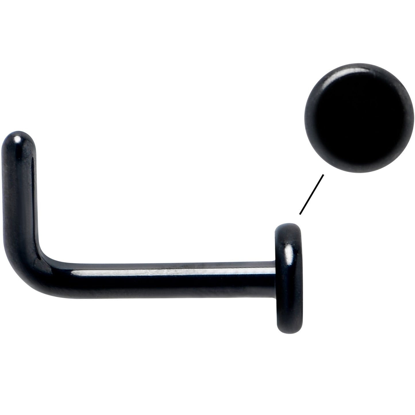 18G 1/4 Black ASTM F-136 Implant Grade Titanium 3mm Disc End L Shape Nose Ring