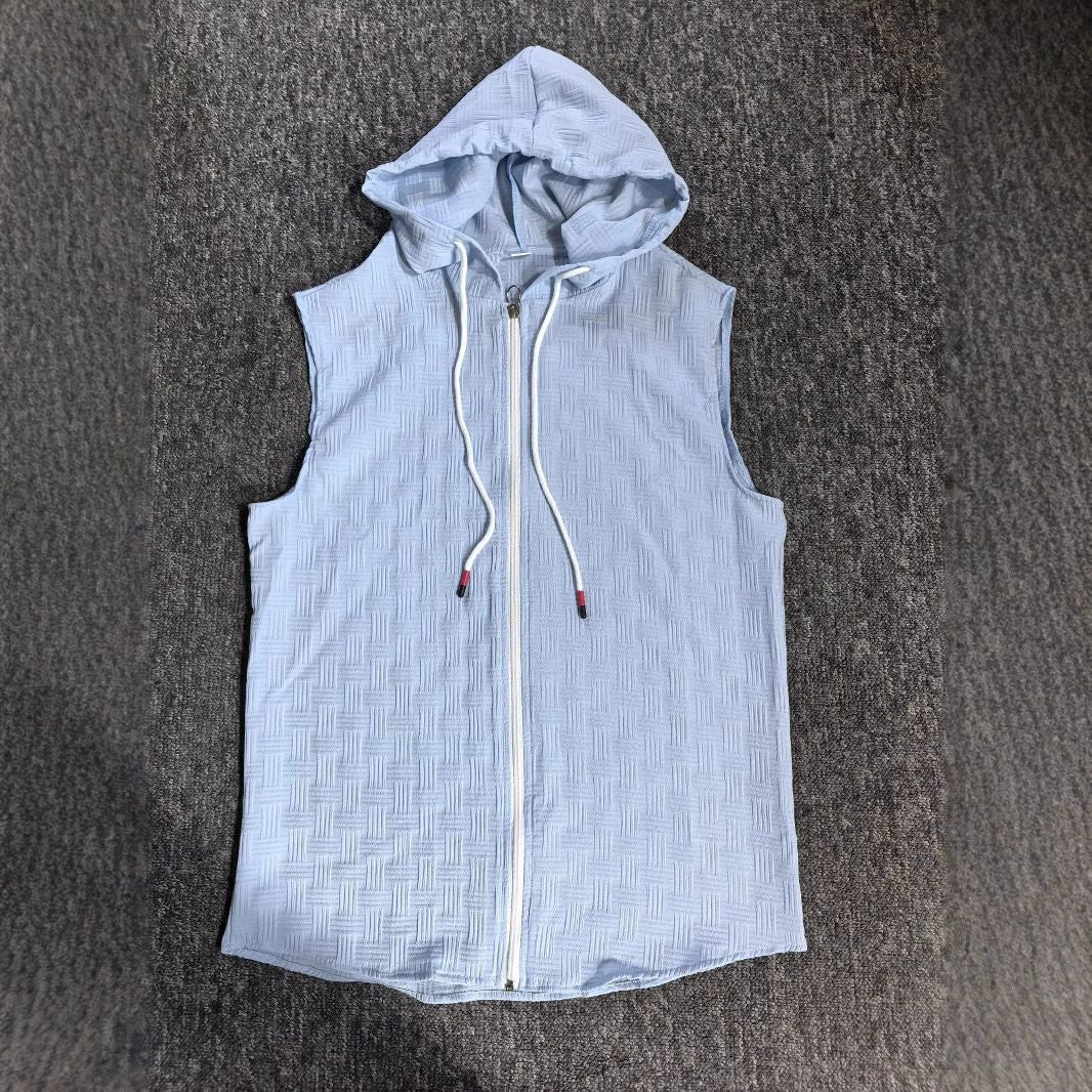 Mens Stylish Sleeveless Hooded Zip-up Cardigan