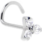20G 1/4 ASTM Clear CZ Gem F-136 Titanium Threadless Left Nose Screw