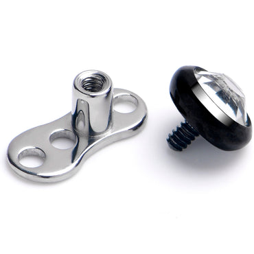 16G 4mm Gem Bezel Black Top 3 Hole Dermal Implant Grade Titanium Anchor Base