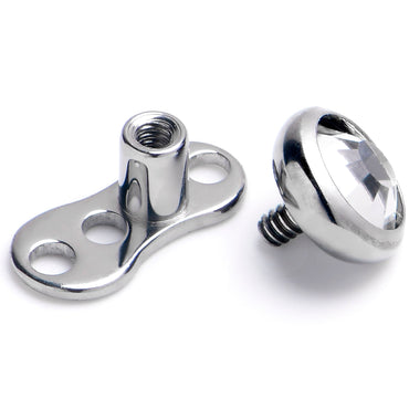 16G 4mm Gem Bezel Top 3 Hole Dermal Implant Grade Titanium Anchor Base
