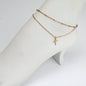 Rose Gold Tone Cross Dangle Double Wrap Stainless Steel Ankle Bracelet
