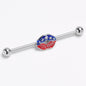 14G Patriotic Kissy Lips Inlay Industrial Barbell 38mm